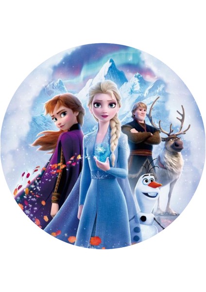 Frozen Yuvarlak Pasta Yenilebilir Resim Baskı 20 cm