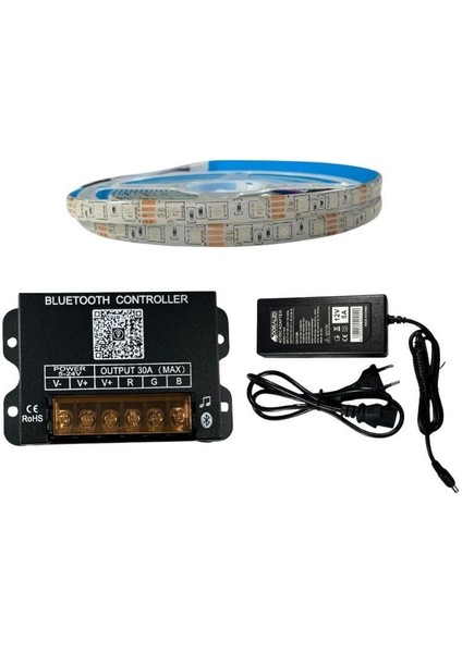 Bluetooth Telefon Kontrollü Rgb Şerit LED Set 5050 Ledli 3çipli 10METRE Silikonlu