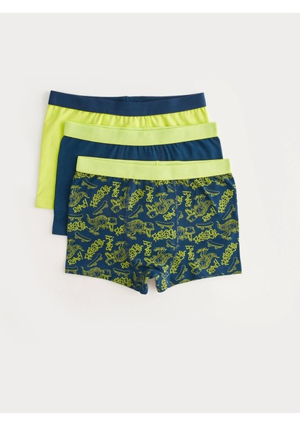 Lcw Kids Lacivert Baskılı Erkek Çocuk Boxer 3'lü