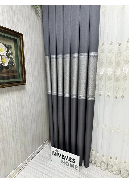 Nivemeshome Manavgat Antrasit FT632113 V-2505 1/3 Sık Pileli Fon Perde Apm