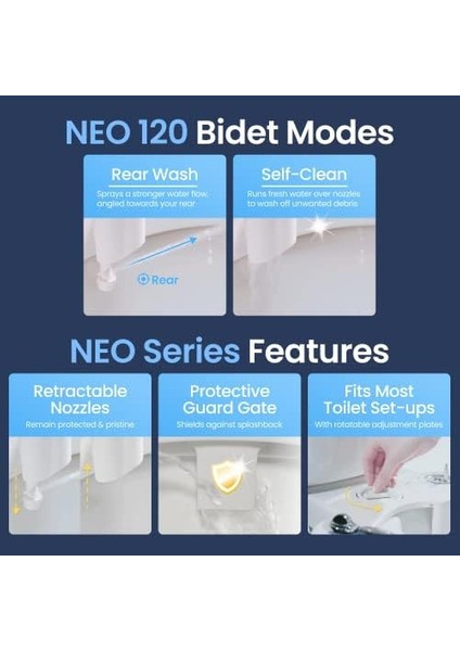 Bidet Neo 120 Kendini Temizleyen Mekanik Tuvalet Bidesi, Mavi/beyaz modelleri