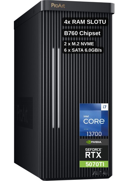 Proart Pd5 PD500TE Intel Core I7 13700 32GB 1tb SSD 16GB RTX5070TI 256BIT Ekran Kartı Windows 11 Pro Workstation Iş Bilgisayarı
