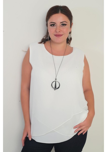Kadın Üstü Şifon Kolsuz Büyük Beden Bluz fiyatları