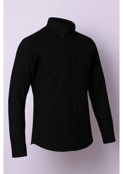 Uzun Kollu Siyah Erkek Gömlek 2560 modelleri