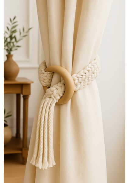 2 Adet Braid Krem Perde Süsü