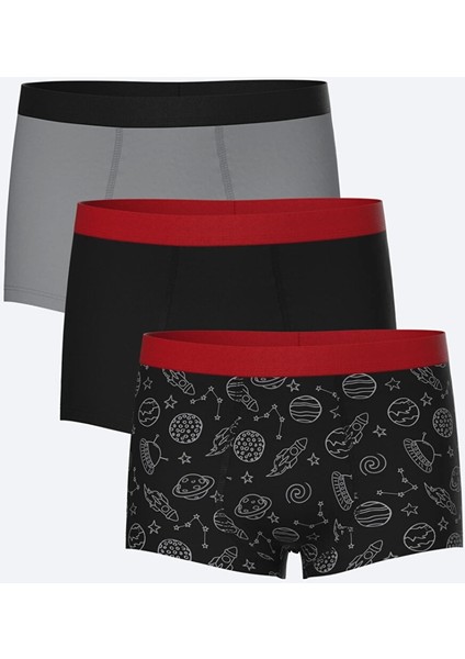 Lcw Kids Siyah Baskılı Erkek Çocuk Boxer 3'lü