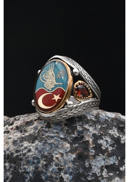 Kelime-I Tevhid Yazlı ve Osmanlı Tuğralı ve Ay Yıldızlı 925 Ayar Gümüş Yüzük 902060 fırsatları