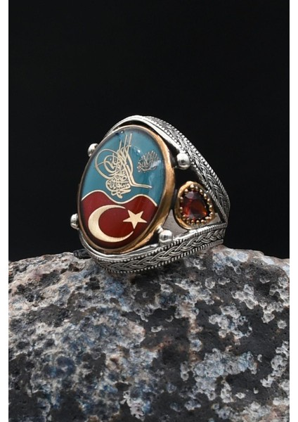 Kelime-I Tevhid Yazlı ve Osmanlı Tuğralı ve Ay Yıldızlı 925 Ayar Gümüş Yüzük 902060 indirimleri