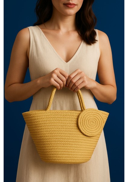 Hasır Çanta Kadın Çantası Şık Görünümlü Özgün Tasarım