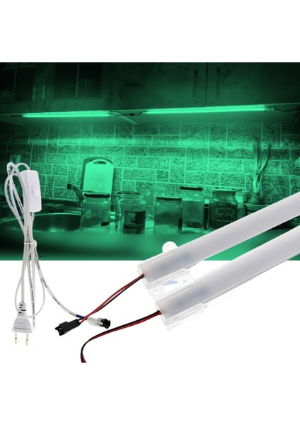 2 Adet 50 cm 220V Opak Çubuk Bar LED Yeşil Işık ve Butonlu Fiş SB-6553
