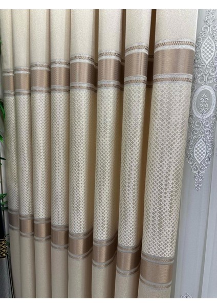 Nivemeshome Mozaik FT614163 V-101 Krem 1/3 Sık Pileli Fon Perde Apm fırsatları