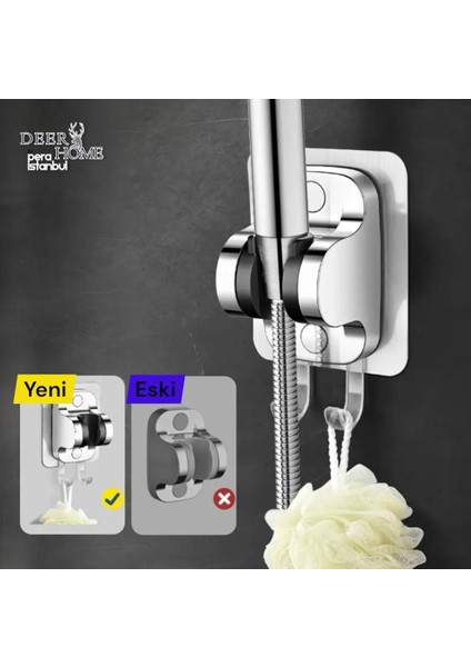 Yapışkanlı Duş Başlığı Tutucu , Ayarlanabilir Su Geçirmez Yapışkanlı Mafsal Metalize Krom