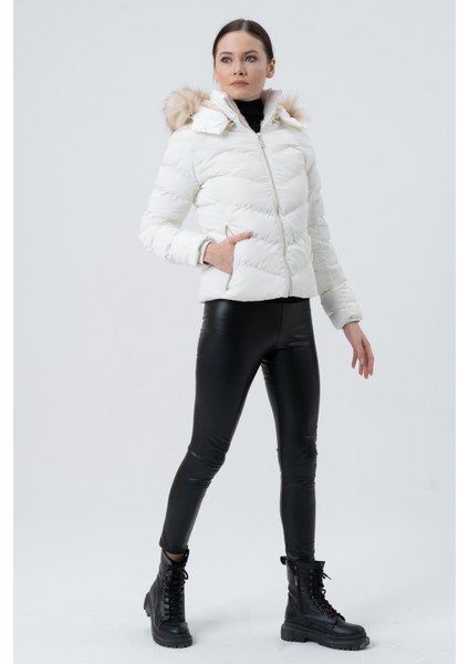 Kadın Mont Beste Çıkabilir Kapüşonlu Kürk Astarlı Şişme Kadın Mont fiyatları
