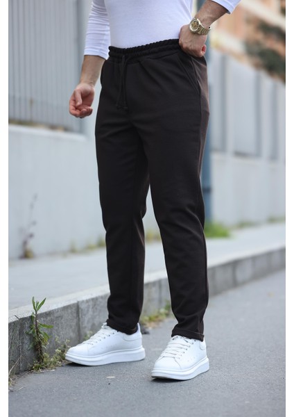 Kahverengi Beli Lastikli Modern Fit Erkek Jogger PANTOLON-2513