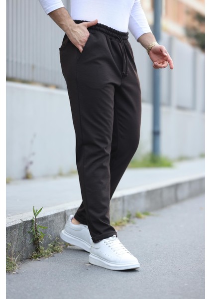 Kahverengi Beli Lastikli Modern Fit Erkek Jogger PANTOLON-2513 modelleri