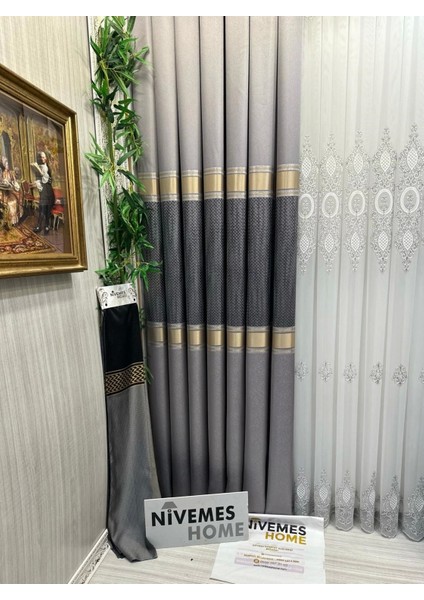 Nivemeshome Mozaik FT614163 V-5403 Gümüş 1/3 Sık Pileli Fon Perde Apm