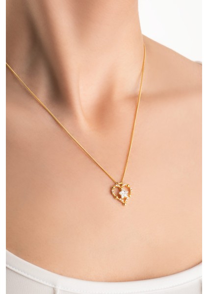 Aşk Yıldızı 18 Ayar Sarı Altın Kaplama 45 cm Gümüş Kolye fiyatları