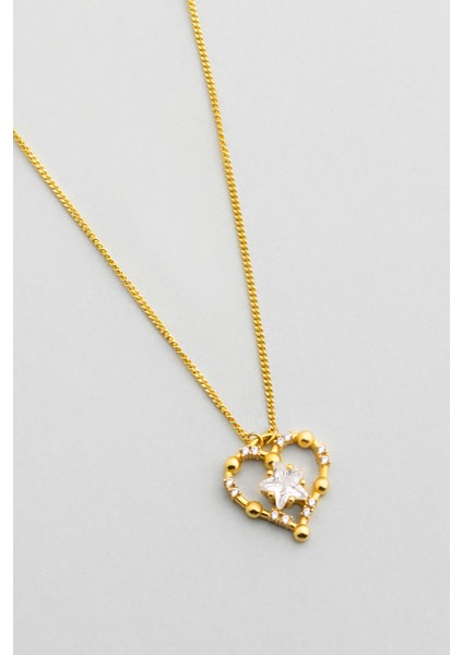 Aşk Yıldızı 18 Ayar Sarı Altın Kaplama 45 cm Gümüş Kolye indirimleri