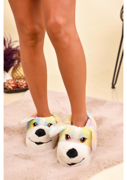 Sevimli Köpek Hayvan Figürlü Peluş Yumuşak Taban Ev Botu Kışlık Hayvanlı Ev Panduf (30-40) modelleri
