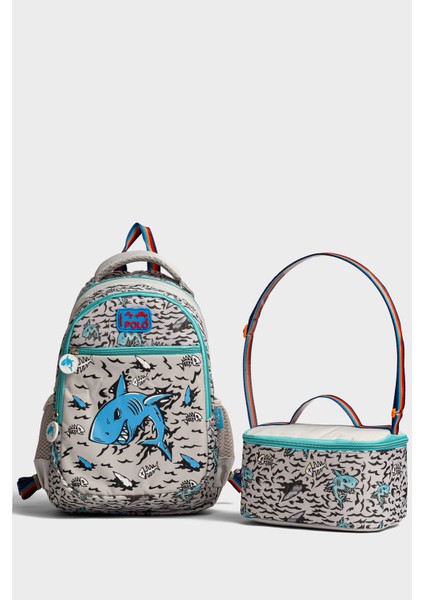 2'li Okul Çantası ve Beslenme Çantası Takımı – Su Geçirmez, Destekli ve Fonksiyonel Tasarım MYP2075 Köpek Balığı