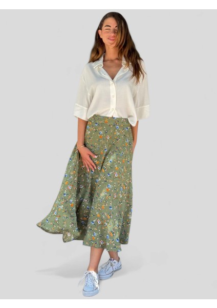 Valerie Viskon Kloş Uzun Etek Kadın Yeşil fiyatları