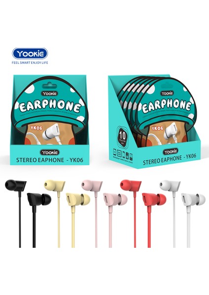 Yookıe YK06 Taşınabilir Stereo Kulaklık, Kulak Içi Kulaklık, Mikrofonlu Stereo Kulaklık
