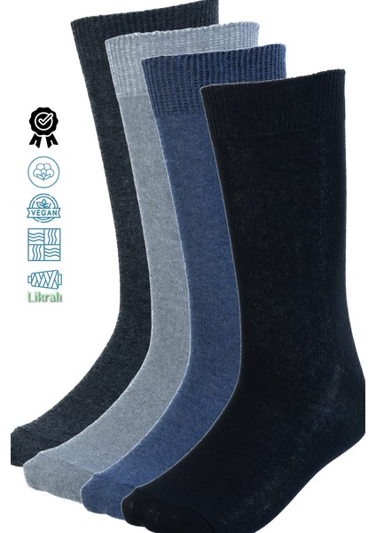 Erkek Soket Çorap 4 Lü Pamuklu Topuk ve Burun Takviyeli Derin Model Terletmez Kaymaz Koku Yapmaz