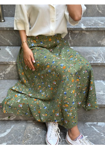 Valerie Viskon Kloş Uzun Etek Kadın Yeşil modelleri