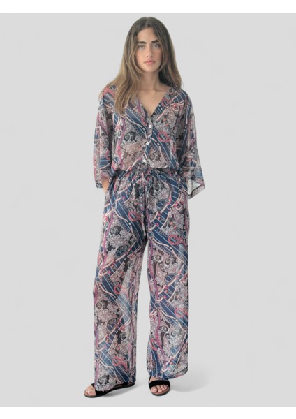 Tasarım Şort Astarlı Şifon Pantolon Kadın Mürdüm