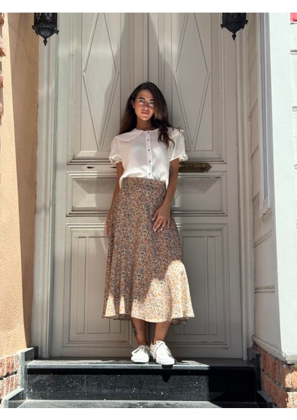 Valerie Viskon Kloş Uzun Etek Kadın Sütlü Kahve modelleri