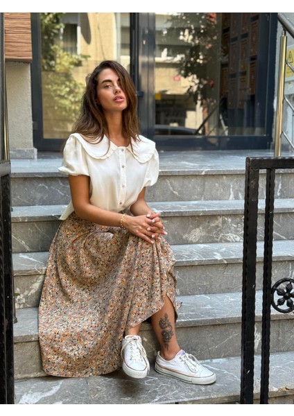 Valerie Viskon Kloş Uzun Etek Kadın Sütlü Kahve indirimleri