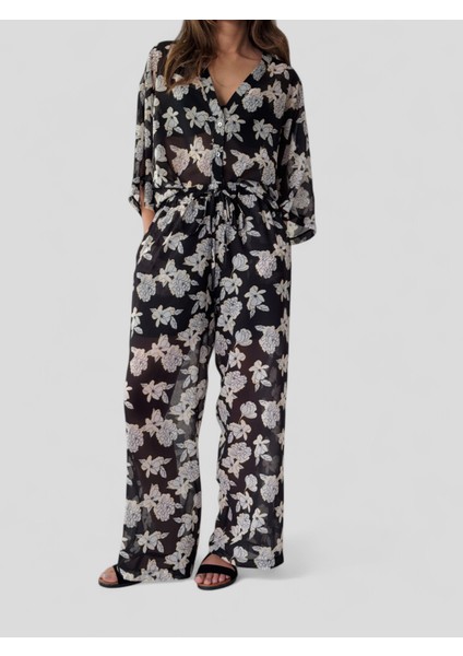 Tasarım Şort Astarlı Şifon Pantolon Kadın Siyah Beyaz modelleri