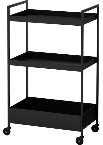 Nıssafors Servis Arabası 50,5X30X83 cm Tekerlekli Siyah Çok Yönlü Dayanıklı