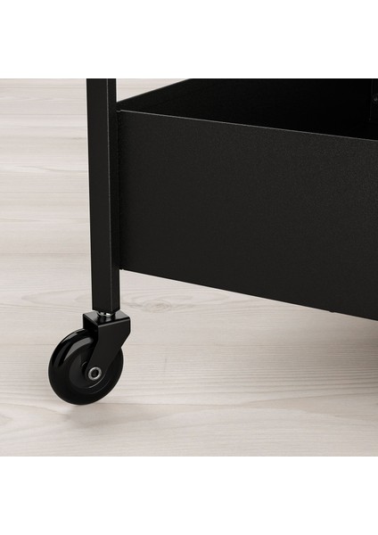 Nıssafors Servis Arabası 50,5X30X83 cm Tekerlekli Siyah Çok Yönlü Dayanıklı