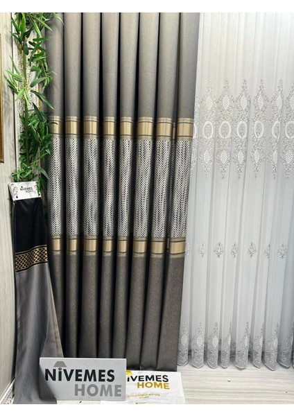 Nivemeshome Mozaik FT614163 V-2503 Toprak 1/3 Sık Pileli Fon Perde Apm indirimleri