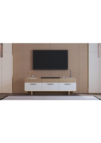 "Rose" Tv Ünitesi- Tv Sehpası 170cm*54cm Bej ve açık ahşap rengi fiyatları