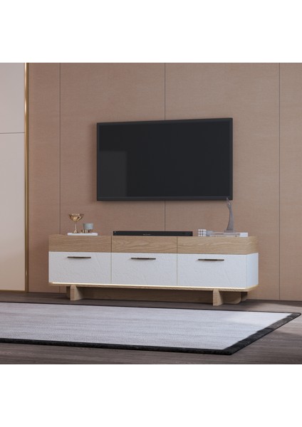 "Rose" Tv Ünitesi- Tv Sehpası 170cm*54cm Bej ve açık ahşap rengi modelleri