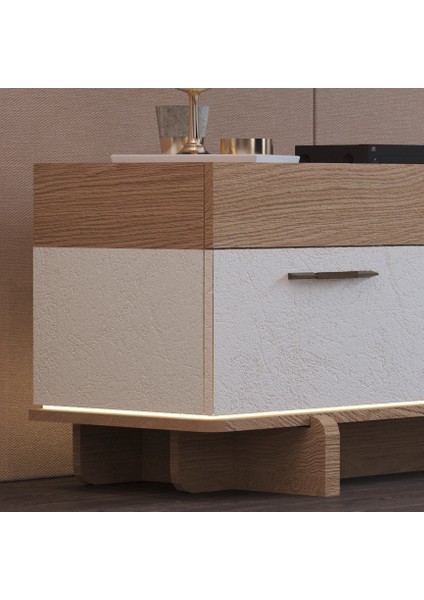 "Rose" Tv Ünitesi- Tv Sehpası 170cm*54cm Bej ve açık ahşap rengi indirimleri