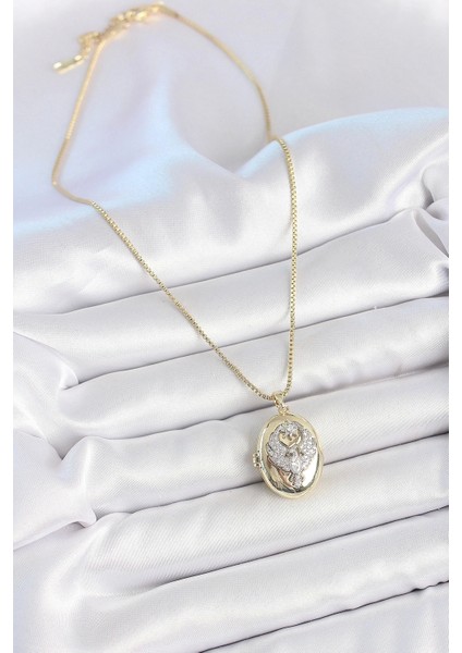 316L Çelik Gold Renk Zincir Zirkon Taşlı Anka Kuşu Işlemeli Açılır Model Kadın Kolye modelleri