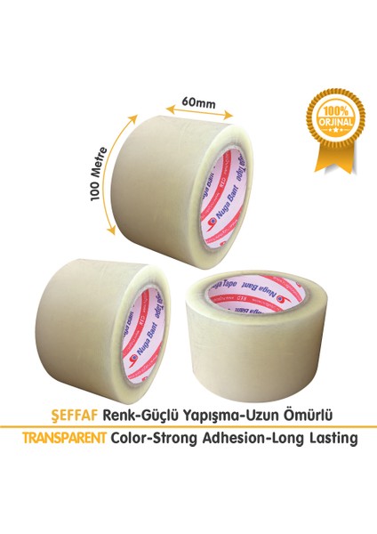 Geniş Koli Bandı (6ADET) 60MM.X100M,ŞEFFAF-GÜÇLÜ ve Dayanıklı-Hotmelt Yapışkanlı fiyatları