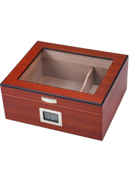 Açık Kahverengi Def Olu Camlı Humidor Puro Kutusu RD47-D