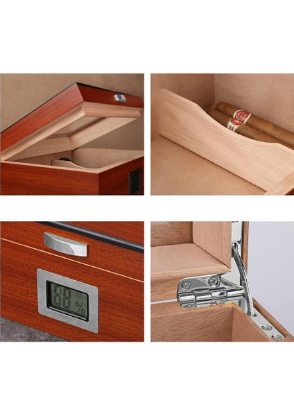 Açık Kahverengi Def Olu Camlı Humidor Puro Kutusu RD47-D fırsatları