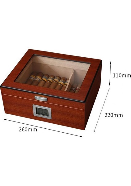 Açık Kahverengi Def Olu Camlı Humidor Puro Kutusu RD47-D indirimleri