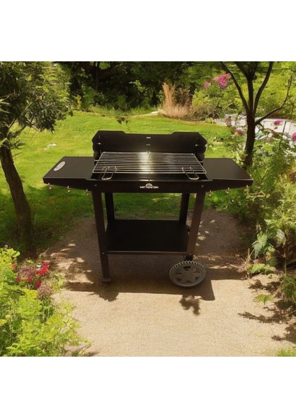 Tekerlekli Mangal, Metal Sehpalı/raflı Barbekü S Model