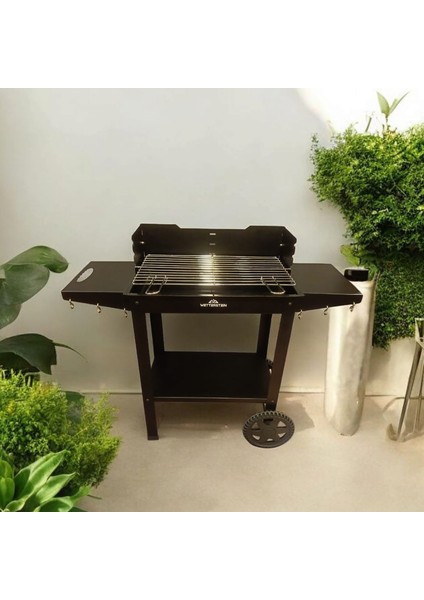 Tekerlekli Mangal, Metal Sehpalı/raflı Barbekü S Model modelleri