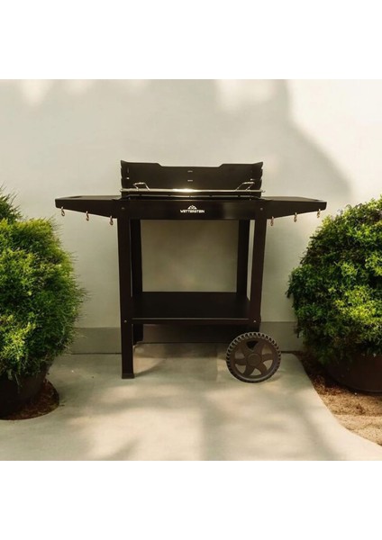 Tekerlekli Mangal, Metal Sehpalı/raflı Barbekü S Model fırsatları