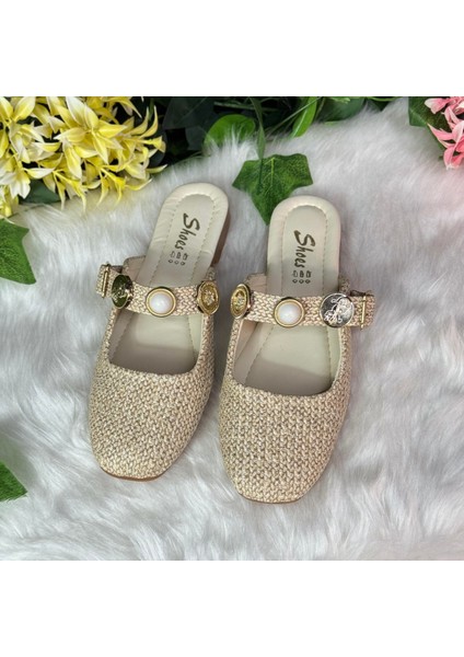 Taşlı Hasır Görünümlü Yazlık Babet M1012 modelleri