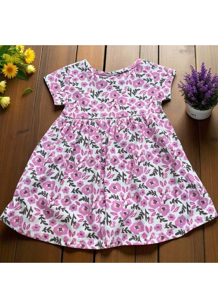 Düğmeli Çiçekli Elbise Pembe fiyatları