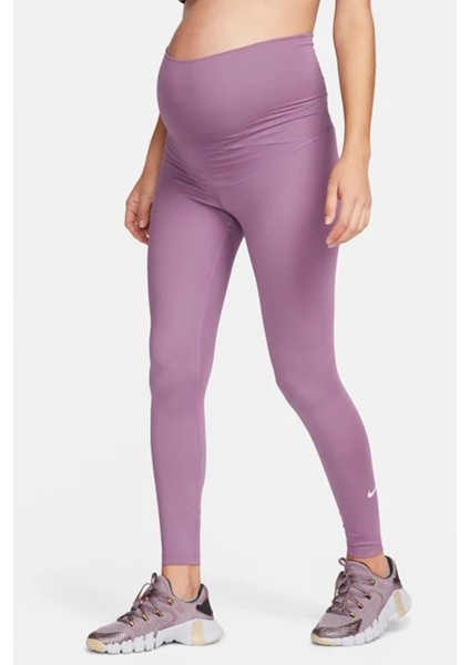 One Women's High Rise Leggings Maternity Yüksek Belli Hamile Kadın Tayt Mor