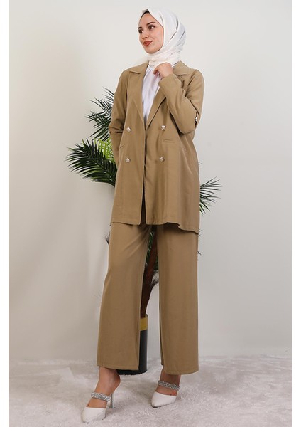 Elvin Pantolonlu Takım Açık Haki modelleri